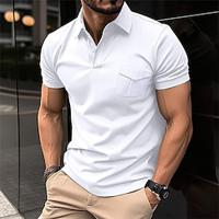 Men's Golf Shirt Golf Polo Work Casual Lapel Short Sleeve Basic Modern Plain Button Spring Summer Regular Fit Black White Navy Blue Brown khaki Golf Shirt Lightinthebox