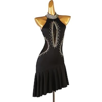 Latin Dance Dress Pleats Pure Color Splicing Women's Performance Training Sleeveless Chinlon Spandex Lightinthebox Latin Dance Dress Pleats Pure Color Splicing Women's Performance Training Sleeveless Chinlon Spandex Lightinthebox
