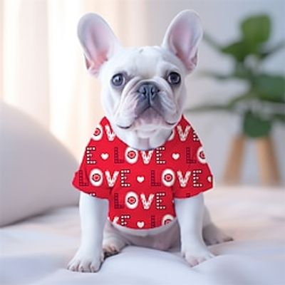 Valentine's Day Dog Shirt  T-Shirt Heart Fashion Casual Outdoor Valentine's Day Dog Clothes Puppy Clothes Dog Outfits Breathable Pink Red Costume for Girl and Boy Dog Polyester Lightinthebox