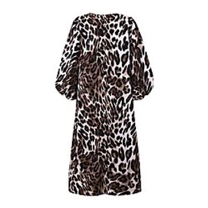 Women's A Line Dress Maxi long Dress Grey khaki Brown Short Sleeve Leopard Print Modern Style Summer V Neck Casual 2021 S M L XL XXL XXXL miniinthebox