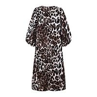 Women's A Line Dress Maxi long Dress Grey khaki Brown Short Sleeve Leopard Print Modern Style Summer V Neck Casual 2021 S M L XL XXL XXXL miniinthebox - thumbnail