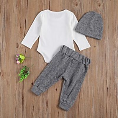 Baby Girls' Basic Print Long Sleeve Regular Clothing Set Gray miniinthebox