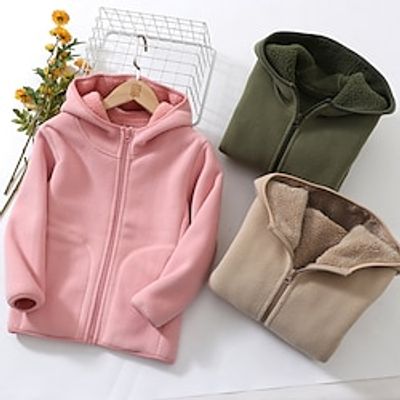 Kids Unisex Hoodie Jacket Outerwear Solid Color Long Sleeve Zipper Coat Outdoor Cool Daily White Pink Navy Blue Spring Fall 7-13 Years Lightinthebox