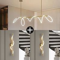 LED Pendant Light 120cm 2PCS Wall Light 60cm Copper Black Note style Nordic Design Modern Simple American Light Luxury Bar Lighting Creative Net Red Long Living Room Restaurant Lamps Lightinthebox - thumbnail