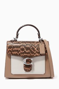 Tabby Top Handle 20 in Colorblock Snakeskin Leather