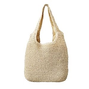 Women's Unisex Straw Bag Tote Straw Bag Straw Plain Shopping Daily khaki Beige Lightinthebox