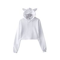 Women's Cropped Sweatshirt Plain Crop Top Sports Casual Hoodies Sweatshirts  Loose Blushing Pink Gray White miniinthebox - thumbnail