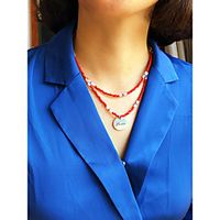 Women's Beaded Necklace Beads Fashion Holiday Boho Glass Alloy Blue White Black Red 45 cm Necklace Jewelry 1pc For Gift Prom Birthday Party Beach Festival miniinthebox - thumbnail