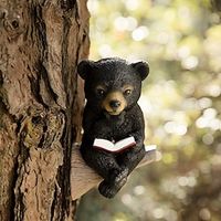 Solar Bear Reading a Book Garden Statue, Solar Hanging Lights Yard Decor, Cute Black Bear Statue Tree Decorations for Yard Garden Outdoor Night Light Decor,Housewarming Garden Gift for Mom miniinthebox - thumbnail