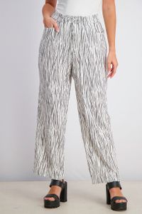 Womens Printed Crinkle Drawstring Pants  White/Black