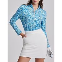 Women's Golf Polo Shirt Blue Long Sleeve Sun Protection Top Fall Winter Ladies Golf Attire Clothes Outfits Wear Apparel miniinthebox - thumbnail
