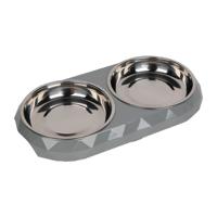 Pawsitiv Diamond Cat Dish Dinner Set Bowls Medium - Grey