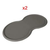 Trixie Double Bowl Shaped Place Mat For Pets - Grey 45X25cm (Pack Of 2)