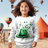 St. Patrick Girls' 3D Four Leaf Clover Sweatshirt Pullover Long Sleeve 3D Print Spring Fall Fashion Streetwear Adorable Polyester Kids 3-12 Years Crew Neck Outdoor Casual Daily Regular Fit Lightinthebox - thumbnail