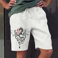 Men's Stylish Designer Straight Shorts Elastic Waist Print Short Pants Sports Outdoor Daily Dragon Graphic Prints Cotton Blend Comfort Breathable Mid Waist White S M L XL XXL Lightinthebox - thumbnail