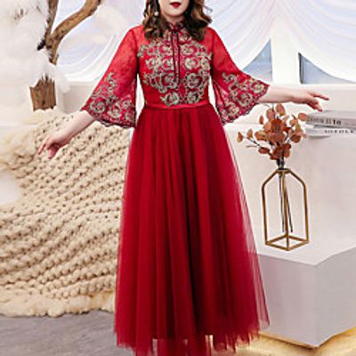 A-Line Chinese Style Floral Engagement Prom Dress Stand Collar 34 Length Sleeve Floor Length Tulle with Bow(s) Pleats 2021 Lightinthebox A-Line Chinese Style Floral Engagement Prom Dress Stand Collar 34 Length Sleeve Floor Length Tulle with Bow(s) Pleats 2021 Lightinthebox