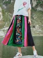 Ethnic Embroidery Patchwork Women Skirts