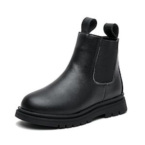 Girls' Boots Combat Boots Daily Leather Portable School Shoes Big Kids(7years ) Little Kids(4-7ys) Daily Prom Outdoor Magic Tape Black Brown Fall Winter  Mid-Calf Boots Lightinthebox