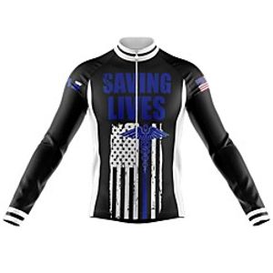 21Grams Men's Long Sleeve Cycling Jersey Spandex White Black American  USA Bike Top Mountain Bike MTB Road Bike Cycling Quick Dry Moisture Wicking Sports Clothing Apparel  Athleisure Lightinthebox