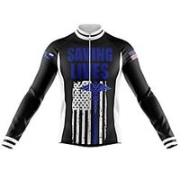 21Grams Men's Long Sleeve Cycling Jersey Spandex White Black American  USA Bike Top Mountain Bike MTB Road Bike Cycling Quick Dry Moisture Wicking Sports Clothing Apparel  Athleisure Lightinthebox - thumbnail