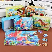 Wooden jigsaw puzzle puzzle for children 60 pieces of iron box jigsaw puzzle puzzle for kindergarten early education wooden toys Lightinthebox - thumbnail