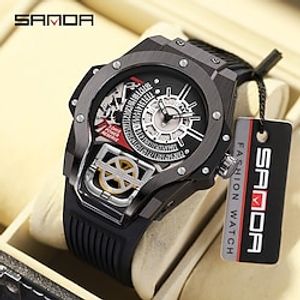 SANDA Wrist Watch Quartz Watch for Men Analog Quartz Metal Sporty Formal Style Luxury Calendar Hollow Engraving Noctilucent Alloy Silicone Classic Theme Fashion Lightinthebox