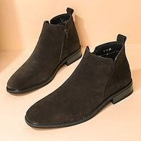 Men's Women Boots Chelsea Boots Casual Boots Fashion Boots Classic Casual British Daily Office  Career PU Height Increasing Comfortable Slip Resistant Booties  Ankle Boots Zipper Black Brown Spring Lightinthebox - thumbnail