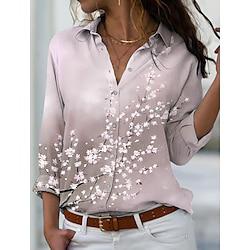 Women's Shirt Blouse Floral Daily Vacation Button Print Pink Long Sleeve Casual Shirt Collar Spring Fall Lightinthebox