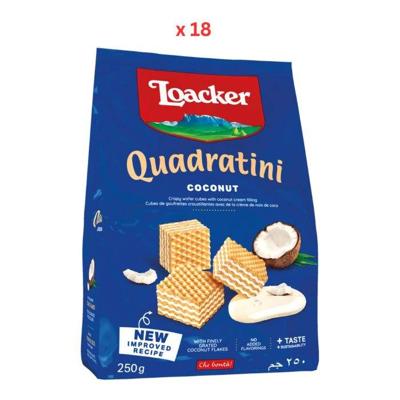 Loacker Quadratini Coconut Wafers 18 X 250Gm (UAE Delivery Only)