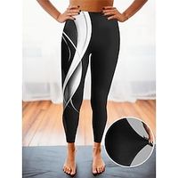 Women's Leggings Ankle-Length High Cut High Waist Active Fashion Daily Wear Vacation Black White S M Spring Lightinthebox - thumbnail