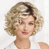 Sassy Bob Wig with Soft Spirals and Enviable Volume / Multi-Tonal Shades of Blonde Silver Brown and Red miniinthebox - thumbnail