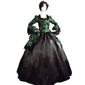 Princess Maria Antonietta Floral Style Rococo Victorian Renaissance Vacation Dress Dress Party Costume Masquerade Women's Costume Green / Black Vintage Cosplay Christmas Halloween Party / Evening 3/4 miniinthebox