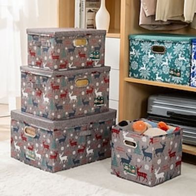 Christmas Box Storage Organizer, Foldable Shelf Storage Bins, Aesthetic Room Decor, Christmas Decor, Space Saving Organization, Bathroom Kitchen Accessories, Xmas Storage Organizer Lightinthebox