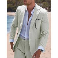 Seersucker Pink Sky Blue Men's Derby Beach Wedding Suits Solid Colored 2 Piece Standard Fit Single Breasted Two-buttons 2024 Lightinthebox