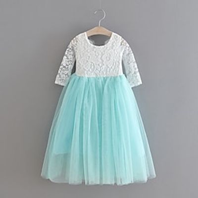 Wedding Party Princess Flower Girl Dresses Jewel Neck Ankle Length Lace with Flower Splicing Tutu Cute Girls' Party Dress Fit 3-16 Years Lightinthebox
