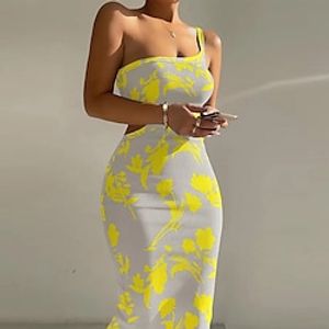 Women's Bodycon Knee Length Dress Light Yellow White Black Blue Purple Yellow Sleeveless Floral Backless Cold Shoulder Hollow To Waist Fall Winter One Shoulder Vacation Fashion 2022 S M L XL XXL Lightinthebox