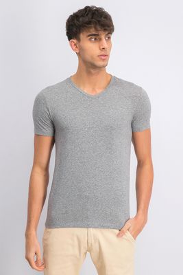 Mens Short Sleeve V-Neck T-Shirt Grey Mens Short Sleeve V-Neck T-Shirt Grey