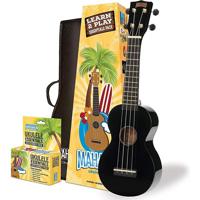 Mahalo MR1BKK Learn To Play Soprano Ukulele Pack M1 Rainbow "R" Series - Black - thumbnail