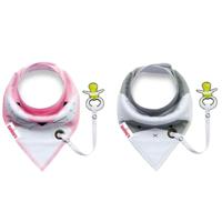 Eazy Kids Bandana Drool Bibs Set Of 2 - Organic Cotton - Pink Grey EZ_BD2_PIGR