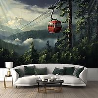 Frogy Forest Cable Car Hanging Tapestry Wall Art Large Tapestry Mural Decor Photograph Backdrop Blanket Curtain Home Bedroom Living Room Decoration Lightinthebox - thumbnail