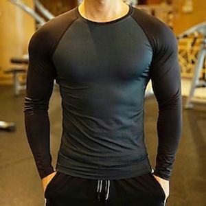 Men's T shirt Tee Color Block Round Neck Black  Gray Blue Army Green Royal Blue Red Street Holiday Long Sleeve Clothing Apparel Casual Comfortable  Spring Lightinthebox