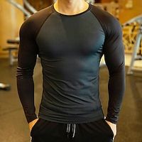 Men's T shirt Tee Color Block Round Neck Black  Gray Blue Army Green Royal Blue Red Street Holiday Long Sleeve Clothing Apparel Casual Comfortable  Spring Lightinthebox - thumbnail
