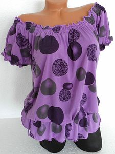 Open Shoulder Collar Dot Short Sleeve T-shirt