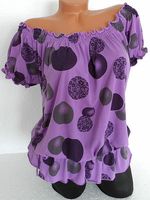 Open Shoulder Collar Dot Short Sleeve T-shirt - thumbnail