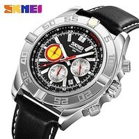 SKMEI Fashion Stopwatch Date Quartz Watches Mens Casual Genuine Leather Strap Wristwatches Waterproof Male Clcok Lightinthebox - thumbnail