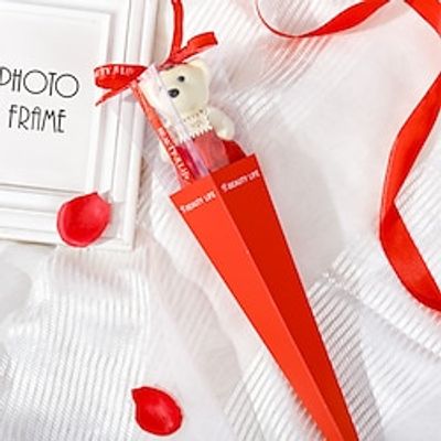 10pcs Torch Box Bear Flower Rose Artificial Flower Valentine's Day Teacher's Day Gift Suitable for Birthday Anniversary Gift Thanksgiving Mother Gift Wedding Party Christmas Gift Home Decoration miniinthebox