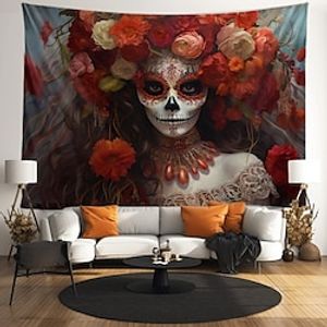 Day of Dead Hanging Tapestry Wall Art Large Tapestry Mural Decor Photograph Backdrop Blanket Curtain Home Bedroom Living Room Decoration Halloween Decorations miniinthebox