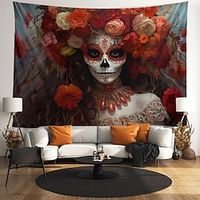 Day of Dead Hanging Tapestry Wall Art Large Tapestry Mural Decor Photograph Backdrop Blanket Curtain Home Bedroom Living Room Decoration Halloween Decorations miniinthebox - thumbnail