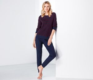 Womens Double-sided Pajama Set  Navy/Burgundy