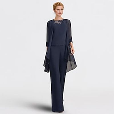 Pantsuit Jumpsuit 3 Piece Suit Mother of the Bride Dress Plus Size Elegant Jewel Neck Floor Length Chiffon Lace Sleeveless with Appliques 2022 Lightinthebox Pantsuit Jumpsuit 3 Piece Suit Mother of the Bride Dress Plus Size Elegant Jewel Neck Floor Length Chiffon Lace Sleeveless with Appliques 2022 Lightinthebox